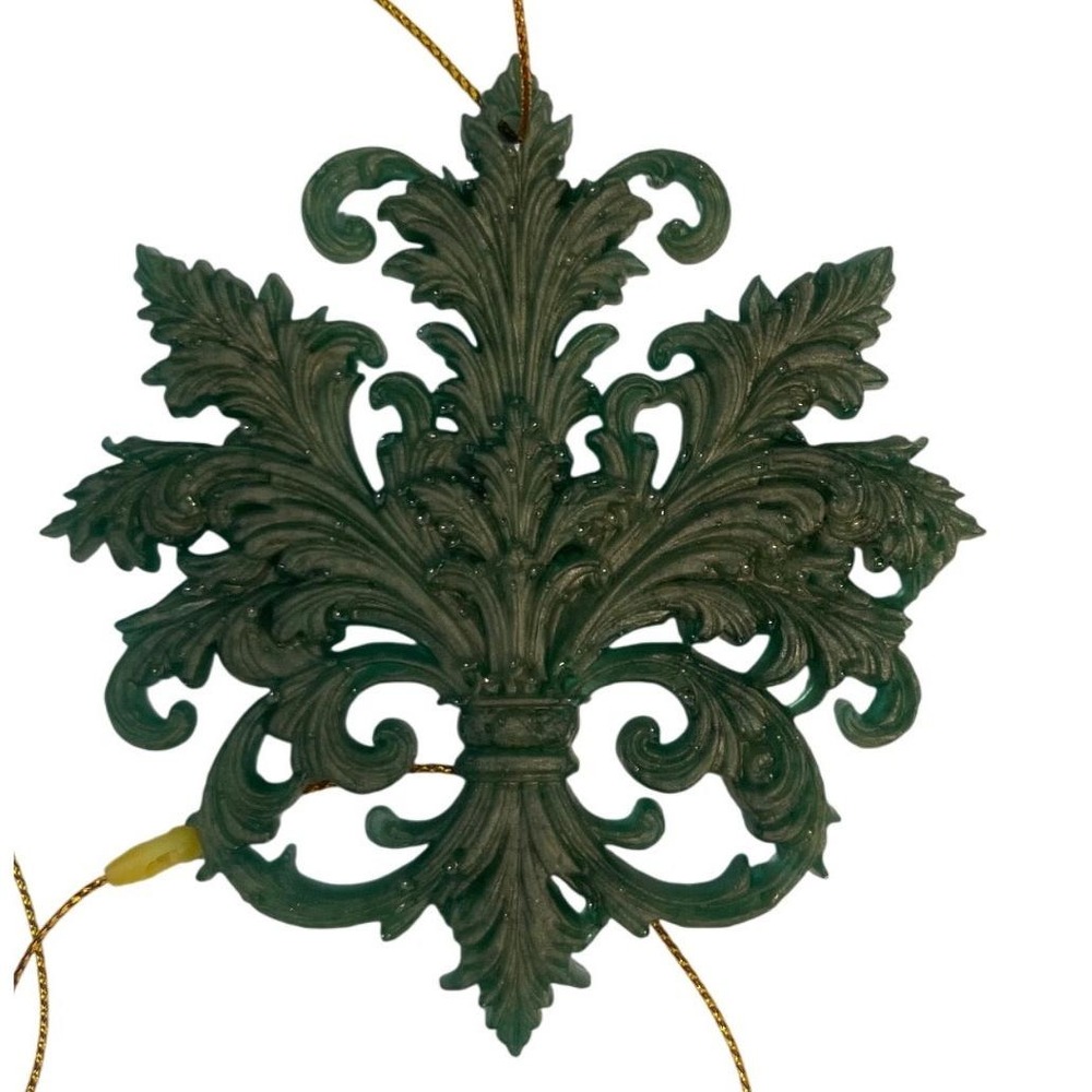 10pc Handmade Green Mica Baroque Architectural Salvage Style Christmas Ornaments - Picture 13 of 16